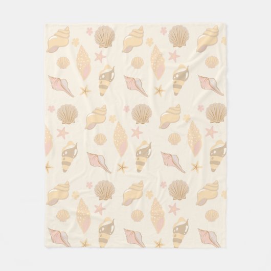 Beige Muschelmuster Fleecedecke (Vorderseite)
