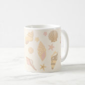 Beige Muschelmuster Kaffeetasse (VorderseiteRechts)