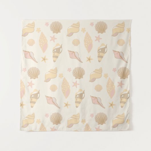 Beige Muscheln Muster Wandteppich (Vorderseite)
