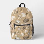 Beige Muscheln Strand Ozean Bedruckter Rucksack (Vorderseite)