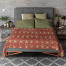 Beige Mustard Green Brown Red Orange Tribal Art