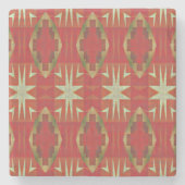 Beige Mustard Green Brown Red Orange Tribal Art Steinuntersetzer (Vorderseite)