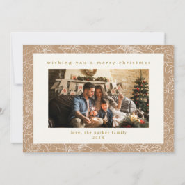 Beige Muster Custom Foto Weihnachtskarte Feiertagskarte