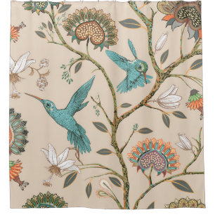 Beige nahtlose Muster mit stilisierten Blume und b Duschvorhang