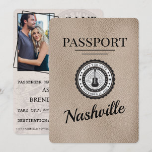 Beige Nashville Reisepass Save The Date