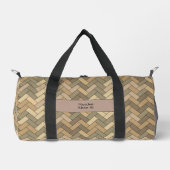 Beige Natural Herringbone Name Travel Duffle Bag (Vorderseite)