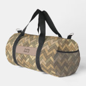 Beige Natural Herringbone Name Travel Duffle Bag (Rechte Ecke)