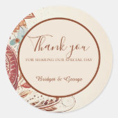 Beige natürliche Hochzeit Runder Aufkleber (Vorderseite)