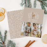 Beige natürliche Rentiere gezücktes elegantes Foto Feiertagskarte<br><div class="desc">Beige natürliche Hand gezogen Rentier elegante einfache Feiertag Foto Weihnachtskarte.</div>