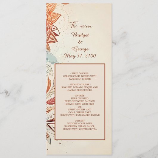 Beige natürliche Vintage Hochzeitsprogramm & Menü Programm (Vorderseite)