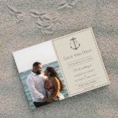 Beige Nautic Monogram Foto Save the Date