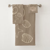 Beige Nautical Seashells Bath Towel Set (Insitu)