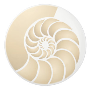 Beige Nautilus Coastal Style Keramikknauf