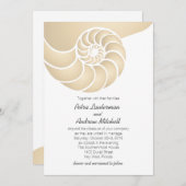 Beige Nautilus Muschel Beach Wedding Einladung (Vorne/Hinten)