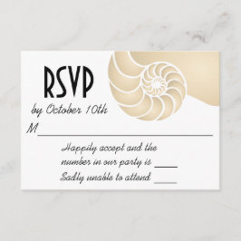 Beige Nautilus Muschel Beach Wedding RSVP Karte