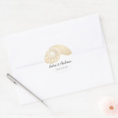 Beige Nautilus Muschel Beach Wedding Runder Aufkleber (Umschlag)