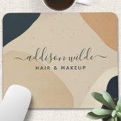 Beige Navy Blau Moderne Abstrakte Formen neutral Mousepad