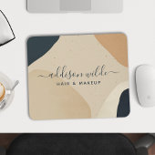 Beige Navy Blau Moderne Abstrakte Formen neutral Mousepad