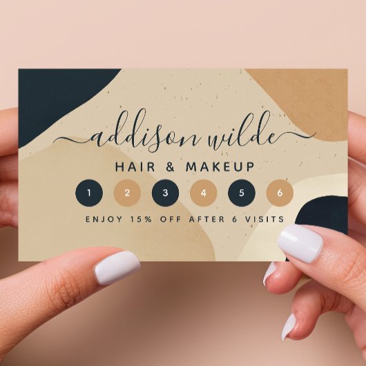 Beige Navy Blau Moderne Abstrakte Formen neutral Treuekarte