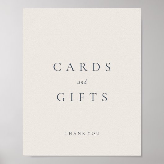 Beige Navy Blue Moderne einfache Karten und Gesche Poster (Vorne)