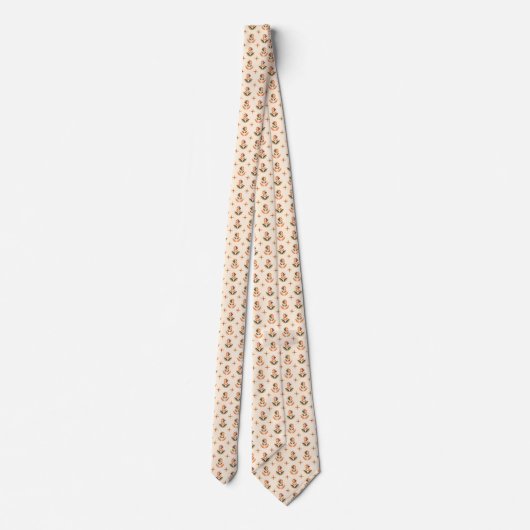 Beige necktie with a small floral pattern krawatte (Rückseite)