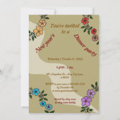 Beige Neujahrsessen Party mit Blumenkranz Einladung (Vorderseite)