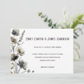 Beige Neutral Floral Wedding Einladung (Stehend Vorderseite)