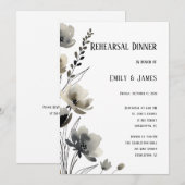 Beige Neutral Floral Wedding Einladung (Vorne/Hinten)