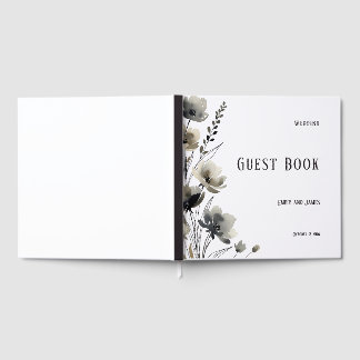 Beige Neutral Floral Wedding Gästebuch