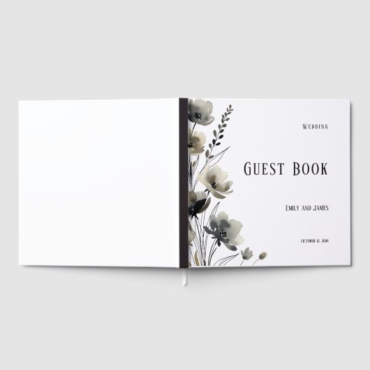 Beige Neutral Floral Wedding Gästebuch (Voll)