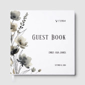 Beige Neutral Floral Wedding Gästebuch (Vorderseite)
