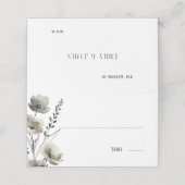 Beige Neutral Floral Wedding Platzkarte (Außenseite Aufgefaltet)