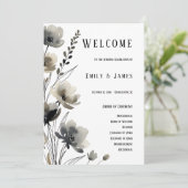 Beige Neutral Floral Wedding Programm (Stehend Vorderseite)