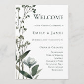 Beige Neutral Floral Wedding Programm (Vorderseite)