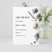 Beige Neutral Floral Wedding Save The Date (Stehend Vorderseite)