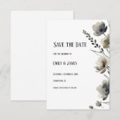 Beige Neutral Floral Wedding Save The Date (Vorne/Hinten)