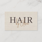 Beige Neutral Linen QR Code Hair Stylist  Visitenkarte (Vorderseite)