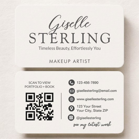 Beige Neutral Makeup Artist QR Code Visitenkarte
