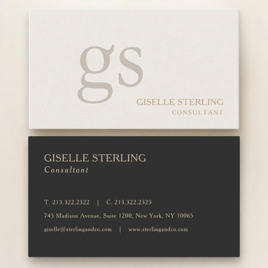 Beige Neutral Monogram Professional Visitenkarte