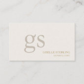 Beige Neutral Monogram QR Code Professional Visitenkarte (Vorderseite)