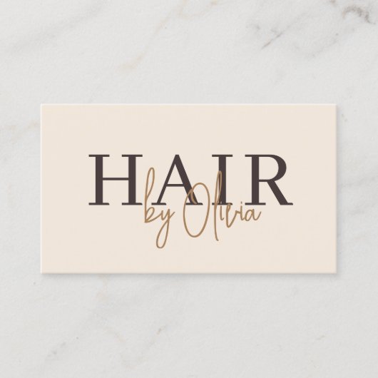Beige Neutral QR Code Hair Stylist Modern Visitenkarte (Vorderseite)