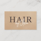 Beige Neutral Suede QR Code Hair Stylist  Visitenkarte (Vorderseite)