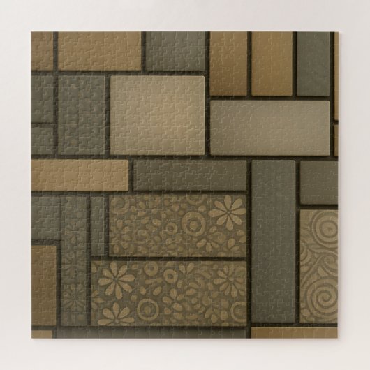 Beige Neutral Tile Mosaic Pattern Puzzle (Horizontal)