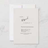 Beige neutrale, einfache moderne Hochzeitsszenarie RSVP Karte (Vorderseite)