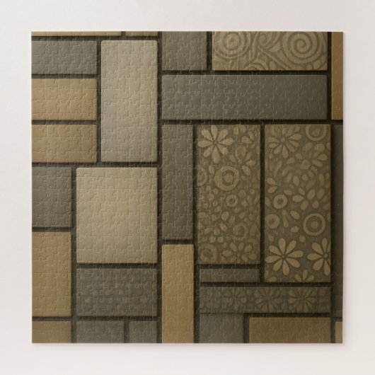 Beige neutrale Fliesen Mosaikmuster Puzzle (Vertikal)