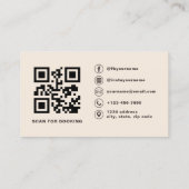 Beige neutrale Foto-QR-Code-Friseur  Visitenkarte (Rückseite)