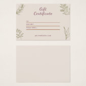 Beige neutrale Geschenkgutschrift (Vorne & Hinten)