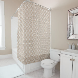 Beige neutrale moderne geometrische Batik-Muster Duschvorhang