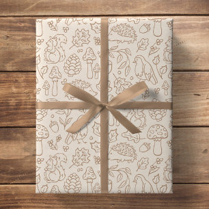 Beige neutrale Waldtiere Kinder Herbstwald Geschenkpapier