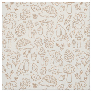 Beige neutrale Waldtiere Kinder Herbstwald Stoff